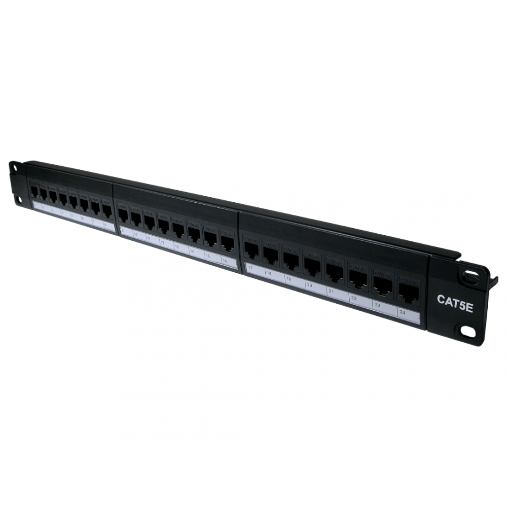 Cat5e Feed-Through Patch Panel, 24 Port, Removable Couplers