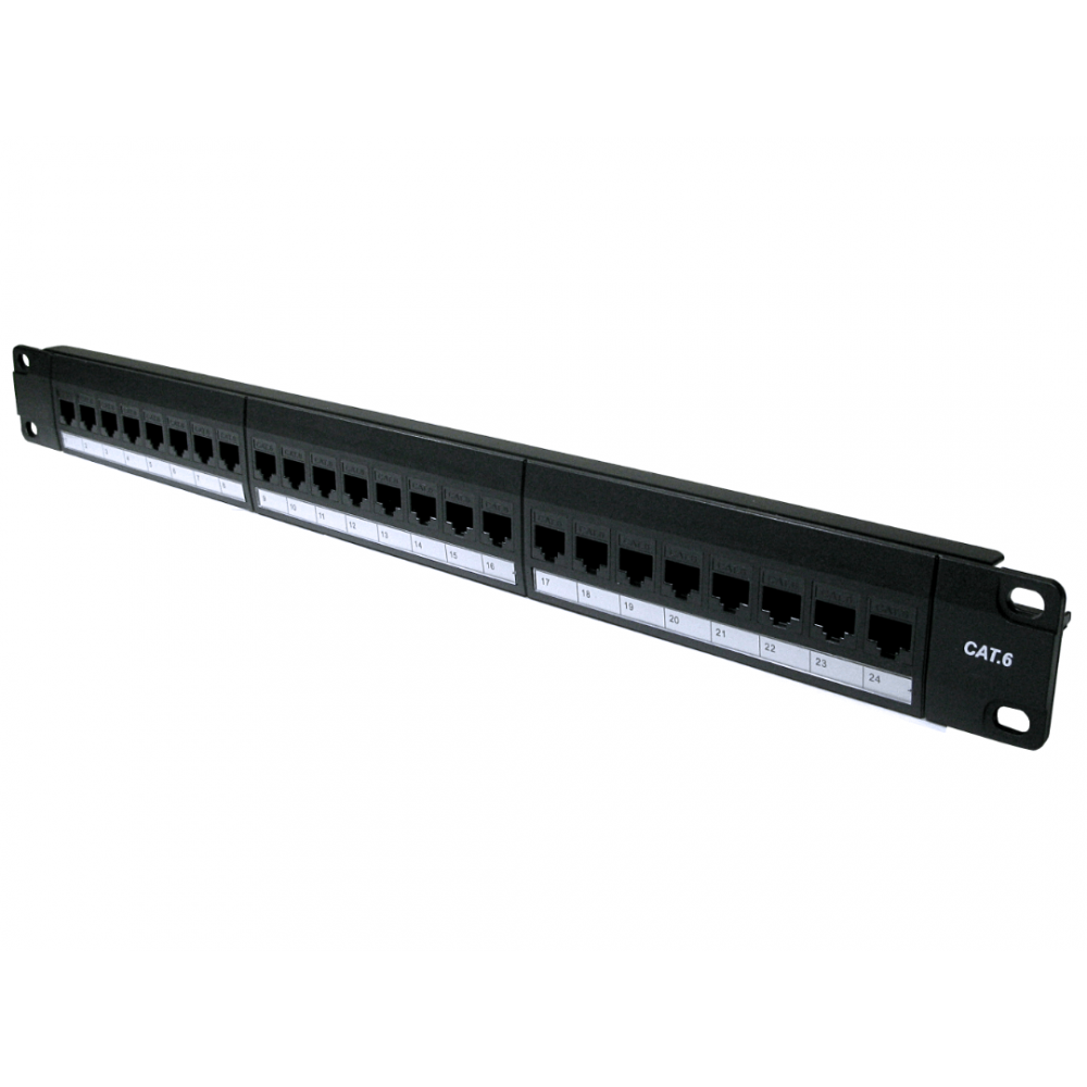 Cat6 Feed-Through Patch Panel, 24 Port, Removable Couplers