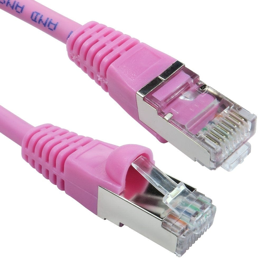 25cm CAT6A Ethernet Cable Shielded Pink 0.25m