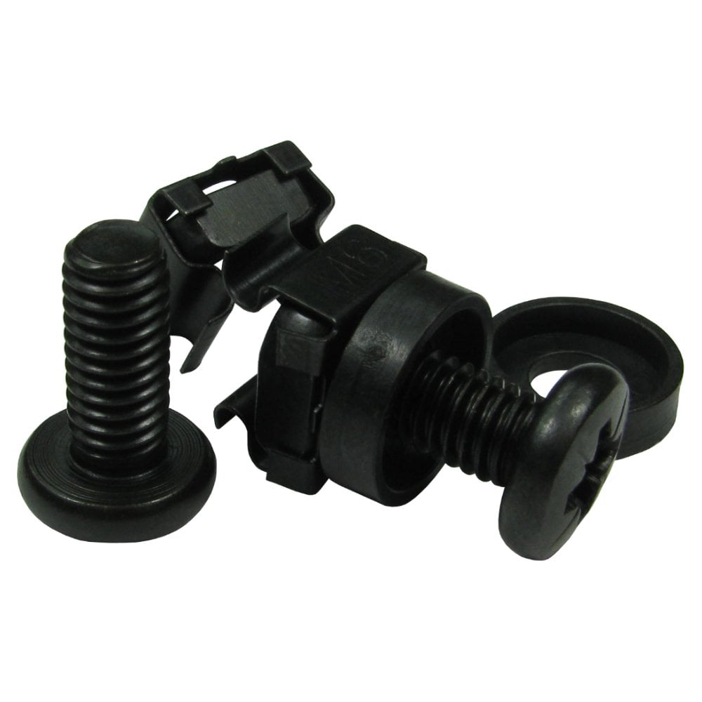 M6 x 16mm Rack Cage Nuts, Black, Pack of 10