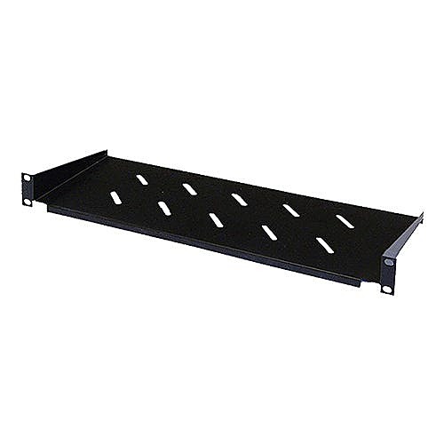 19 Inch Vented Rack Shelf, 1U, 200mm Deep, Black