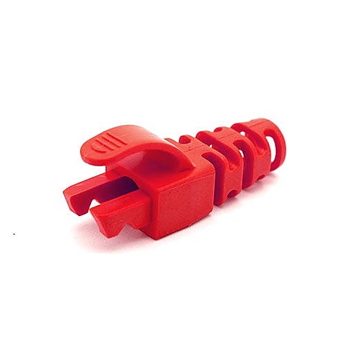 Red Snagless RJ45 Boots, Cat6 6.5mm Cable, Pack of 50