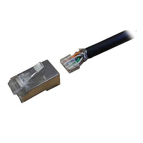 Shielded Cat6 RJ45 Plugs for Stranded, 50u Gold, Pack of 50