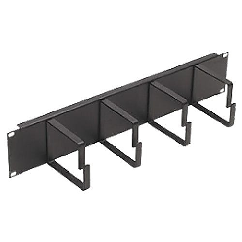 Horizontal Cable Manager, 2U, 4 x 100mm Rings, Black
