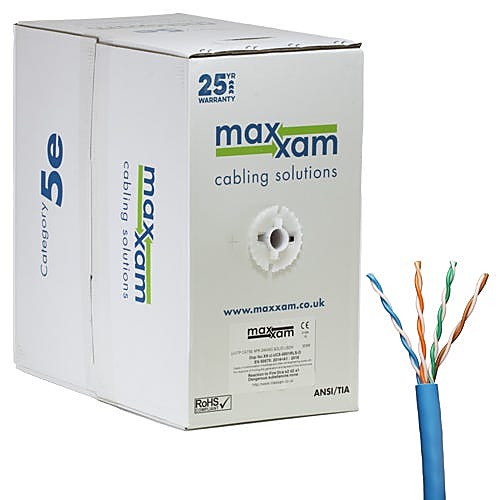 305m CAT5e U/UTP Solid Cable Reel Blue LSZH 24AWG CPR Dca