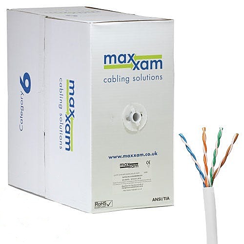 305m CAT6 U/UTP Solid Cable Reel White LSZH 24AWG CPR B2ca