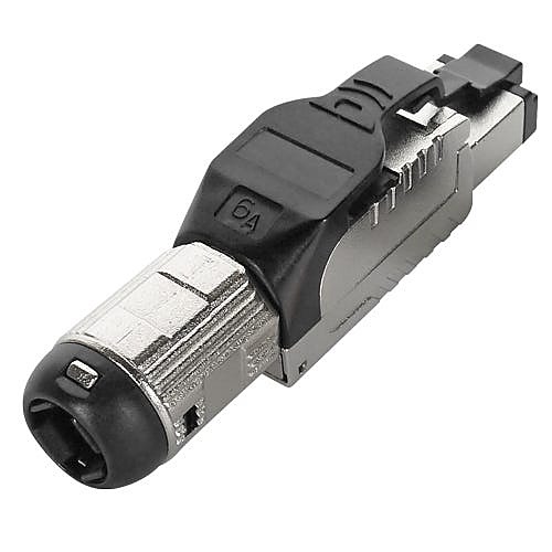 Tool-Less Shielded Cat6A RJ45 Field Plug, Black