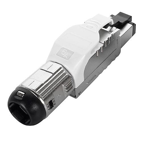 Tool-Less Shielded Cat6A RJ45 Field Plug, White