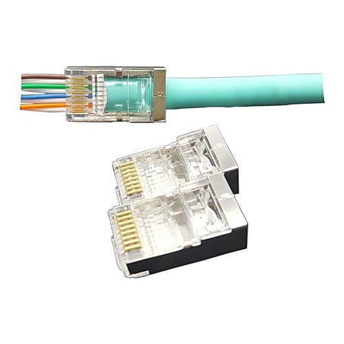 Shielded Cat5e Pass-Through RJ45 Plugs, Pack of 50