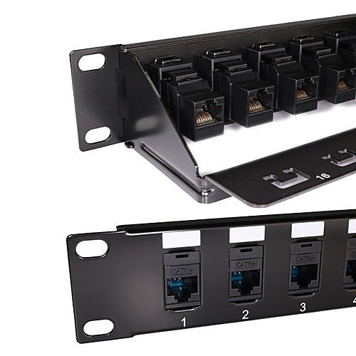 Cat5e Feed-Through Patch Panel, 16 Port, 1U