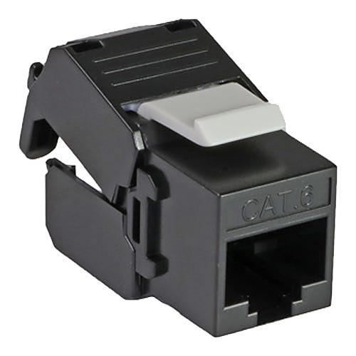 Unshielded Cat6 Tool-Less RJ45 Keystone Jack, Black