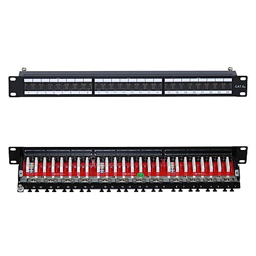 Shielded Cat6A Punch Down Patch Panel, 24 Port, 1U