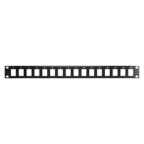 AV Keystone Patch Panel, 16 Port, 1U, Black