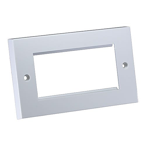 Flat Double Gang Euro Faceplates, 4 Module, White, 10 Pack