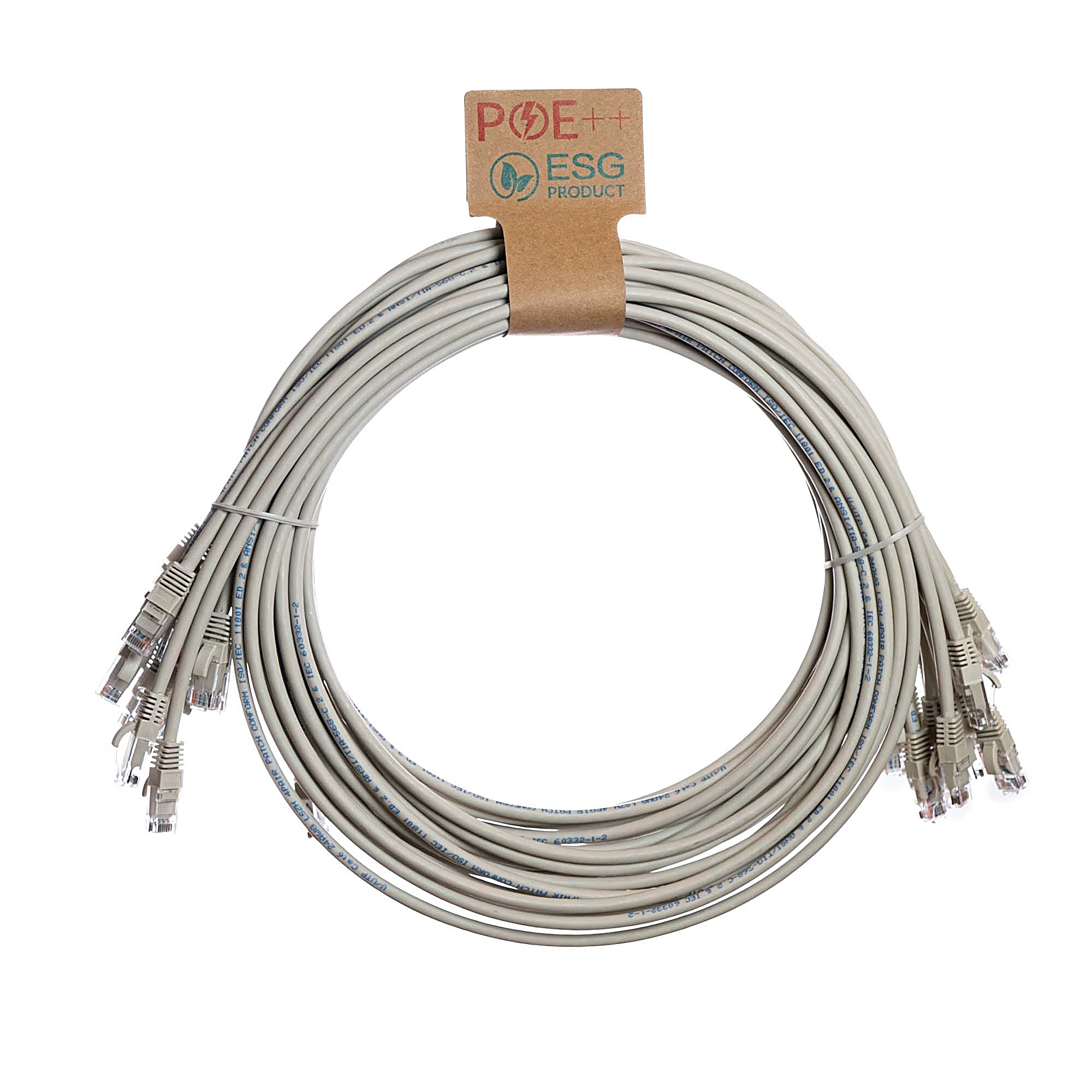 10 Pack of 2m CAT6 U/UTP Network Cables Grey 24AWG