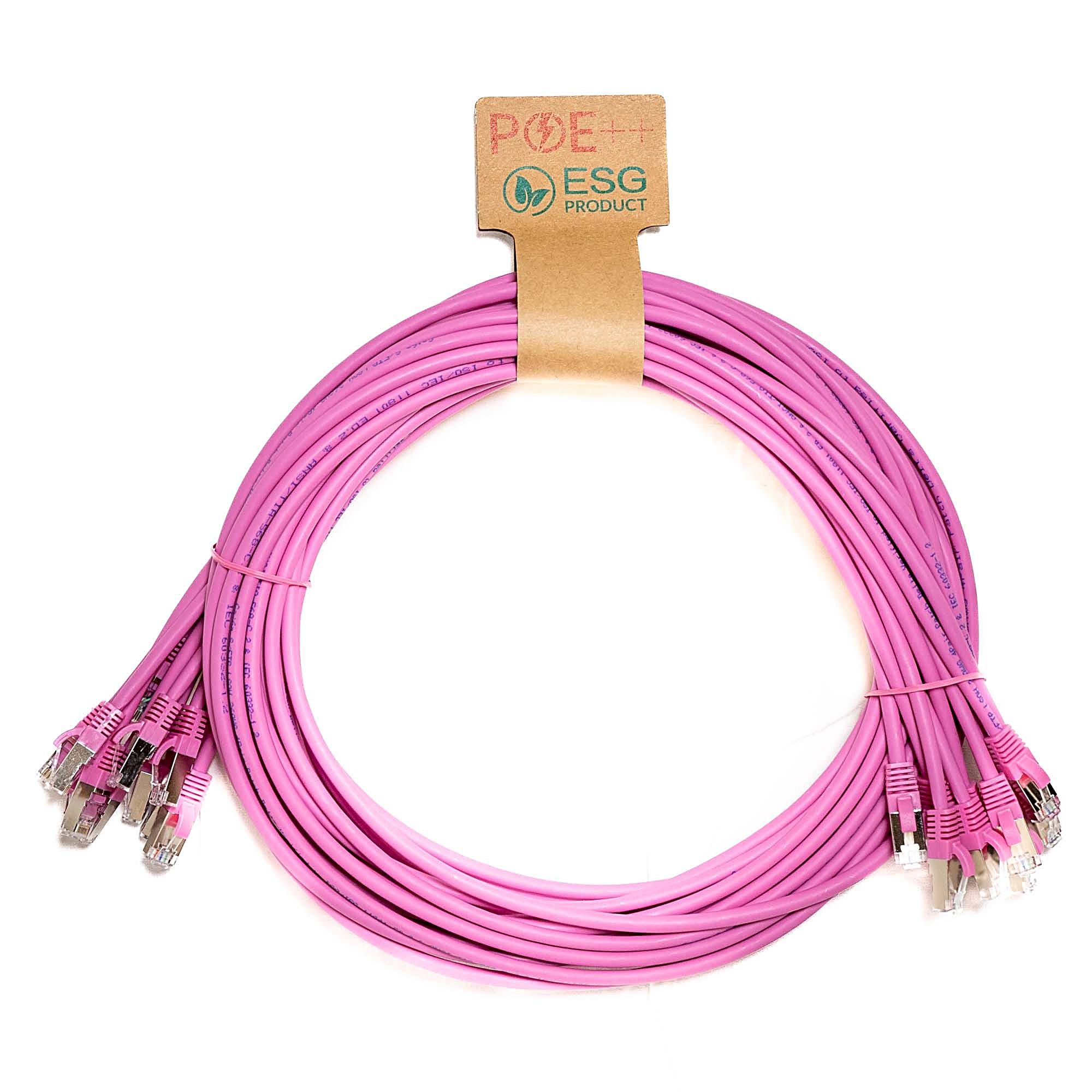 10 Pack 2m CAT6A S/FTP Snagless Network Cables Pink LSZH 26AWG