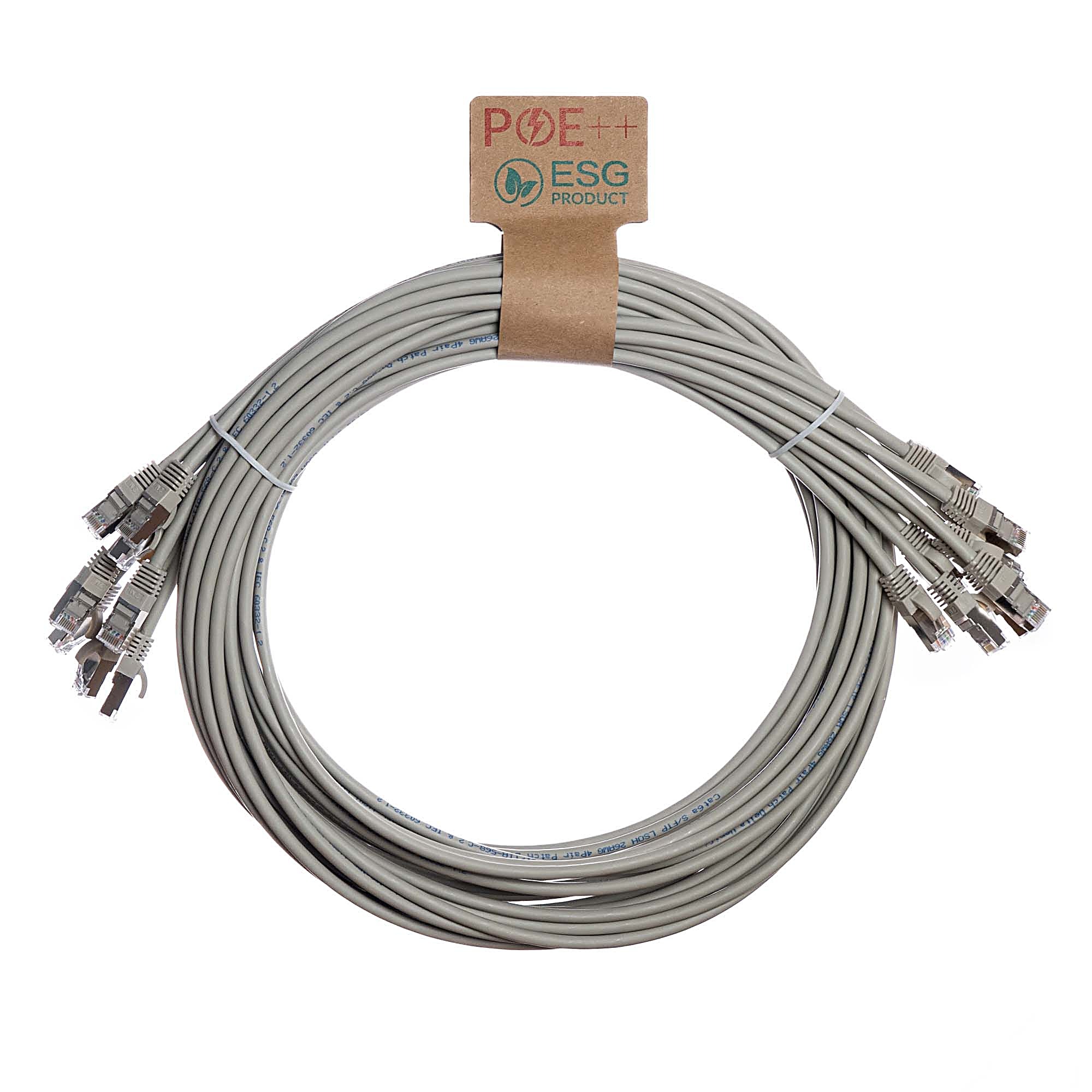 10 Pack 0.5m CAT6A S/FTP Snagless Network Cables Grey LSZH 26AWG