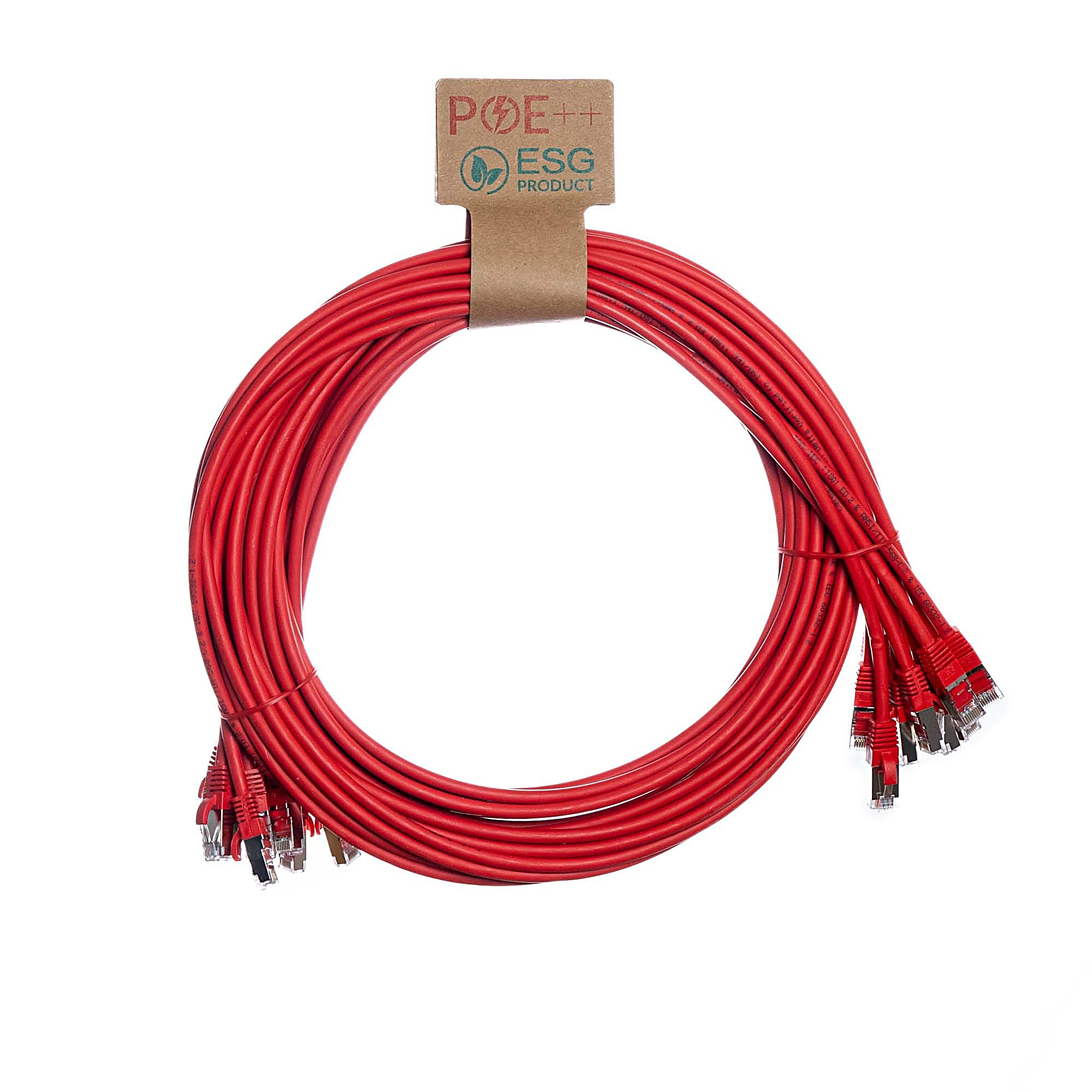 10 Pack 0.3m CAT6A S/FTP Snagless Network Cables Red LSZH 26AWG
