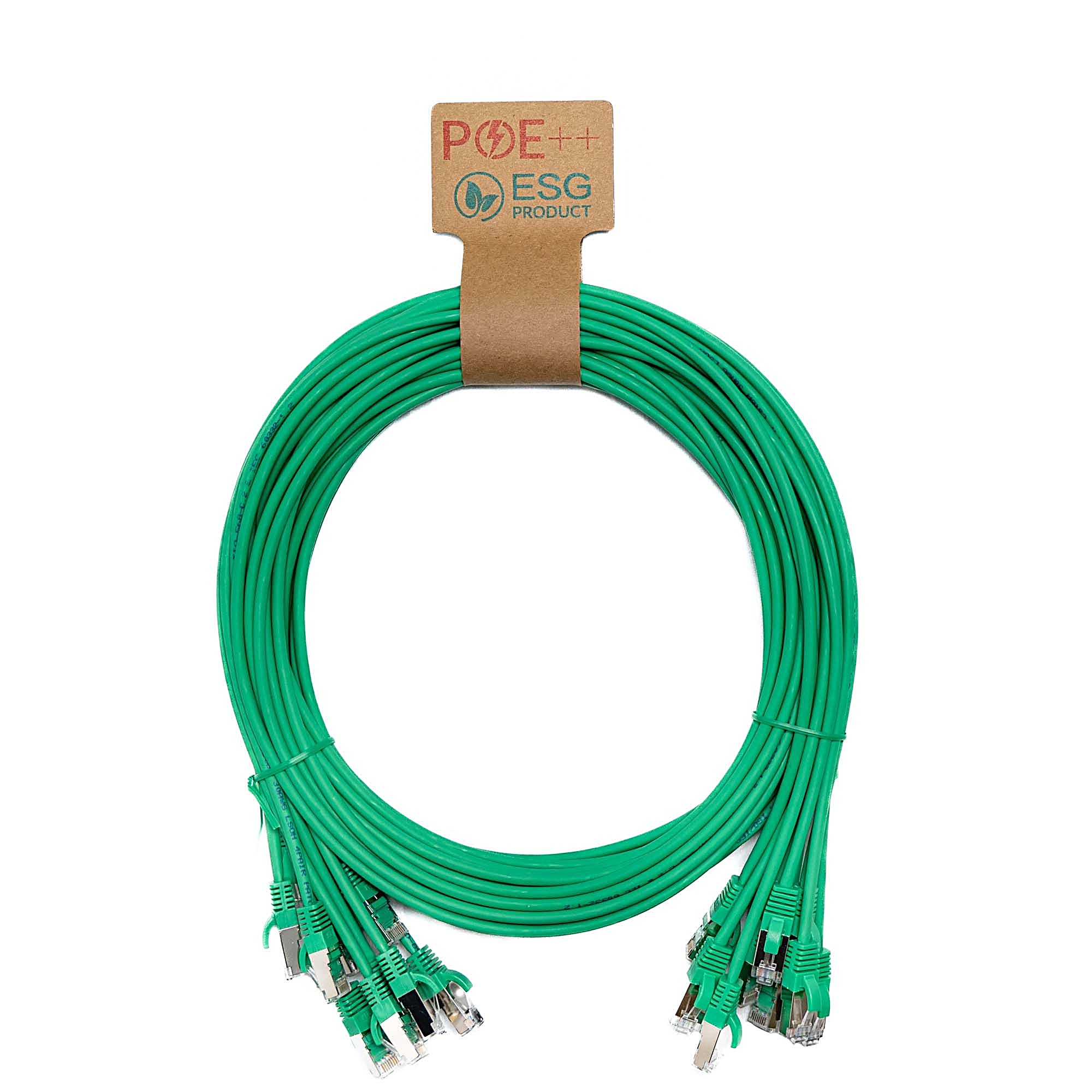 10 Pack 1m CAT6A S/FTP Snagless Network Cables Green LSZH 26AWG