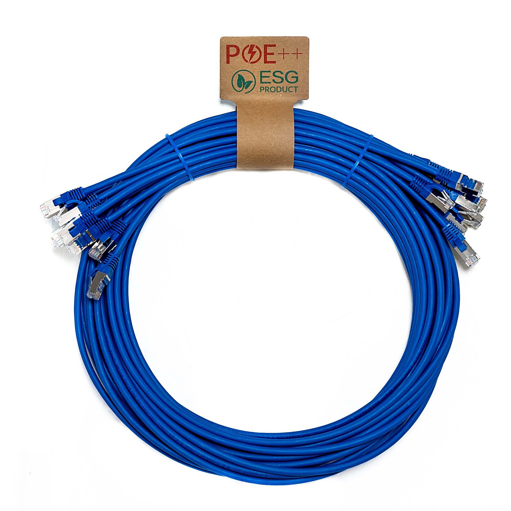 10 Pack 0.5m CAT6A S/FTP Snagless Network Cables Blue LSZH 26AWG