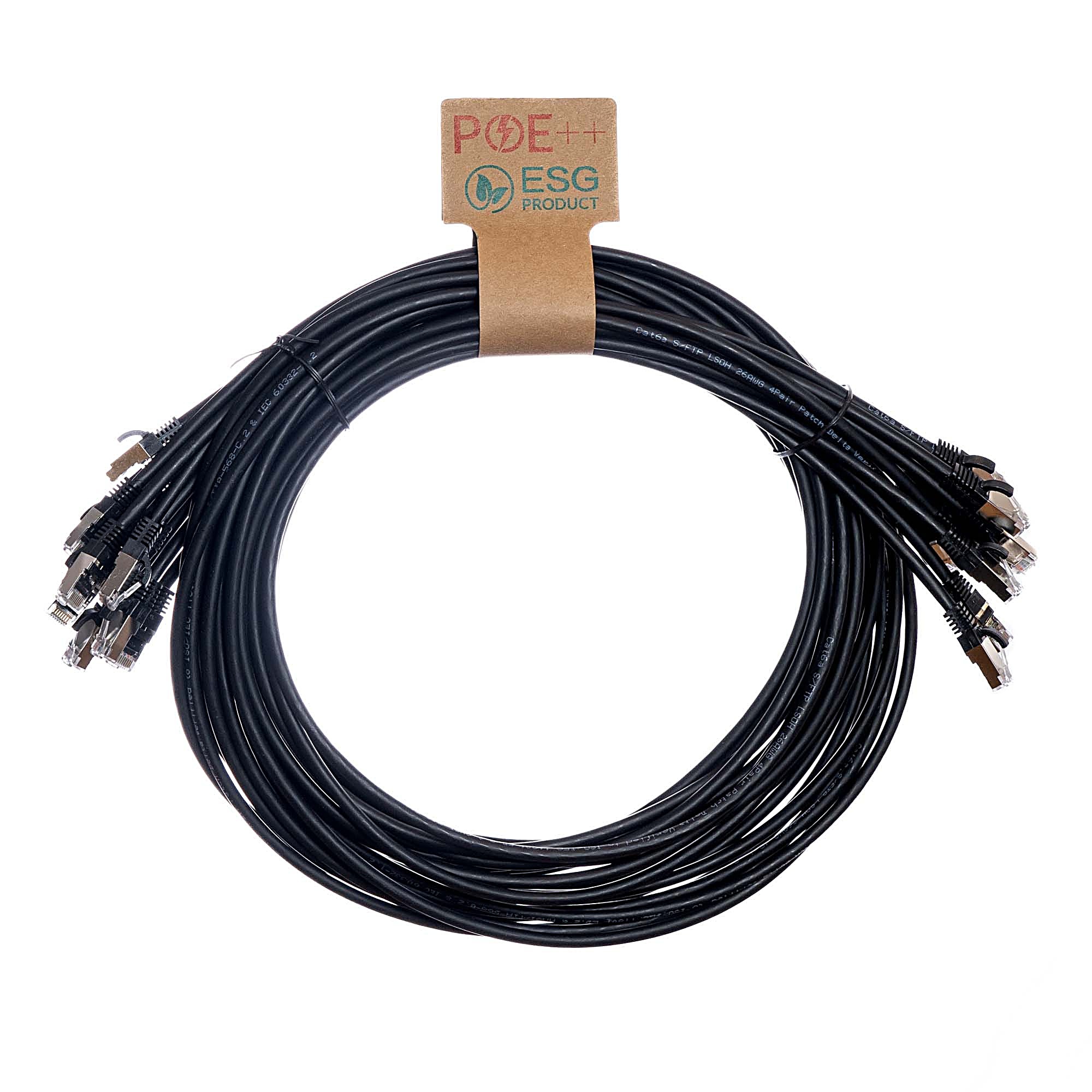 10 Pack 0.5m CAT6A S/FTP Snagless Cables Black LSZH 26AWG