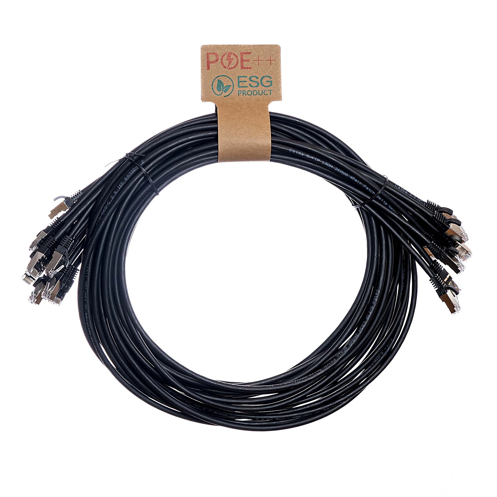 10 Pack 3m CAT6A S/FTP Snagless Network Cables Black LSZH 26AWG