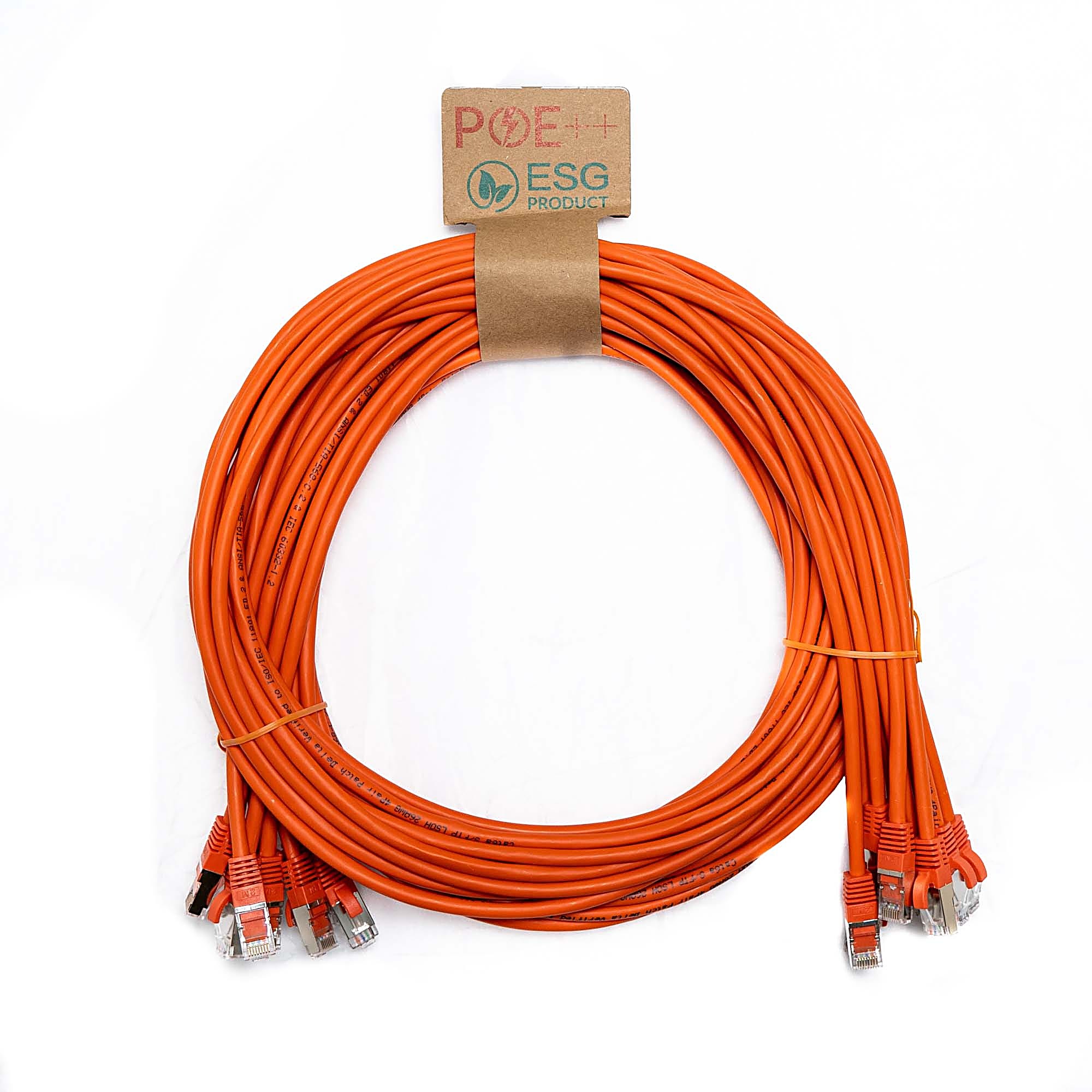 10 Pack 0.3m CAT6A S/FTP Snagless Cables Orange LSZH 26AWG