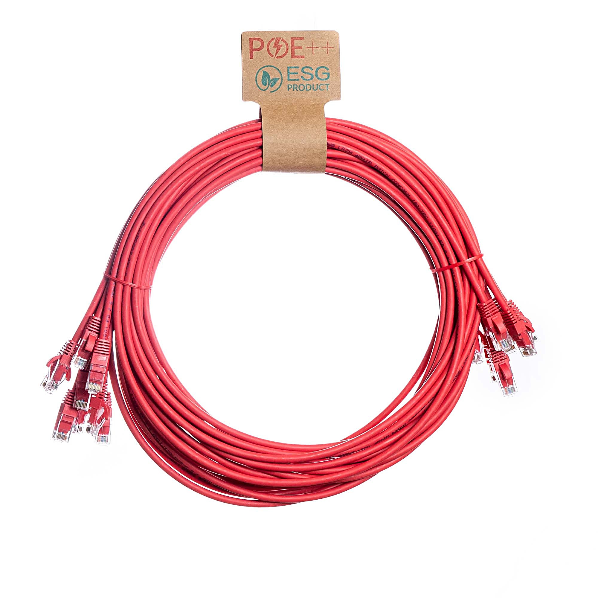 10 Pack 0.2m CAT6 U/UTP Snagless Network Cables Red LSZH 24AWG