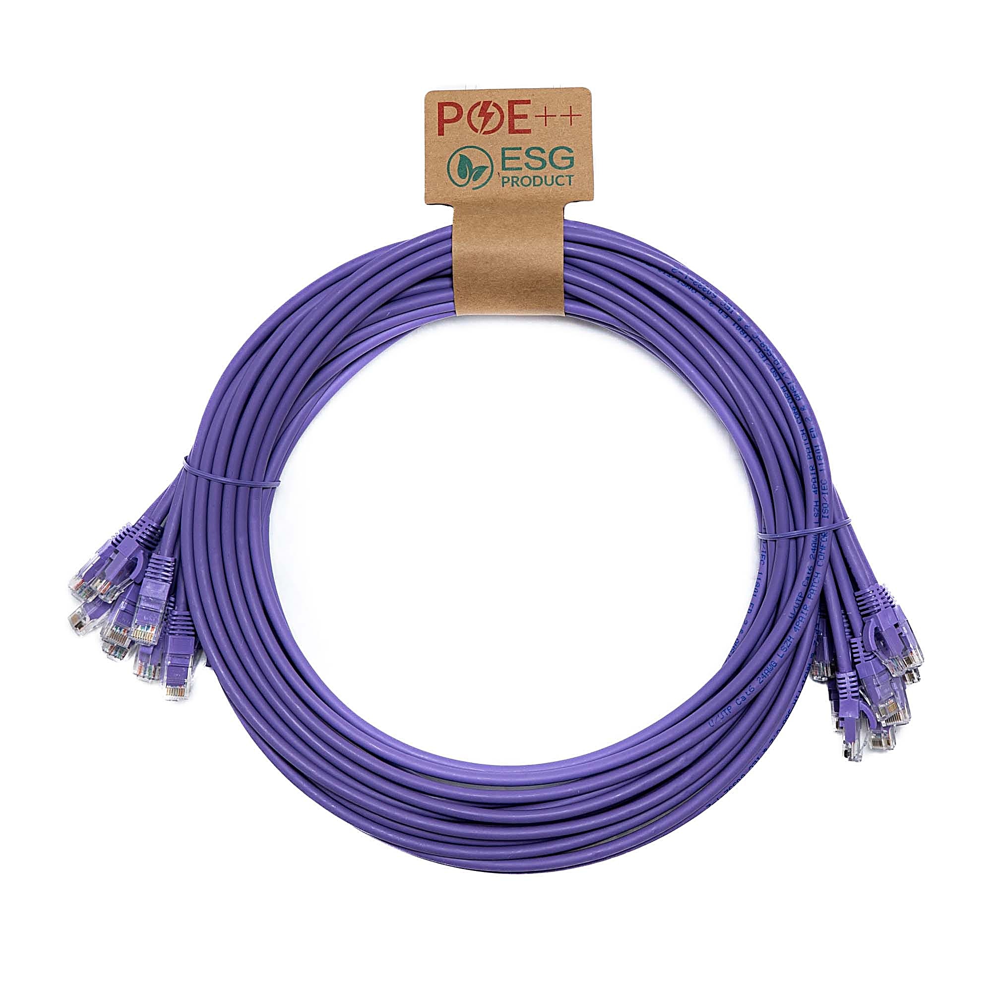 10 Pack 0.3m CAT6 U/UTP Snagless Cables Violet LSZH 24AWG