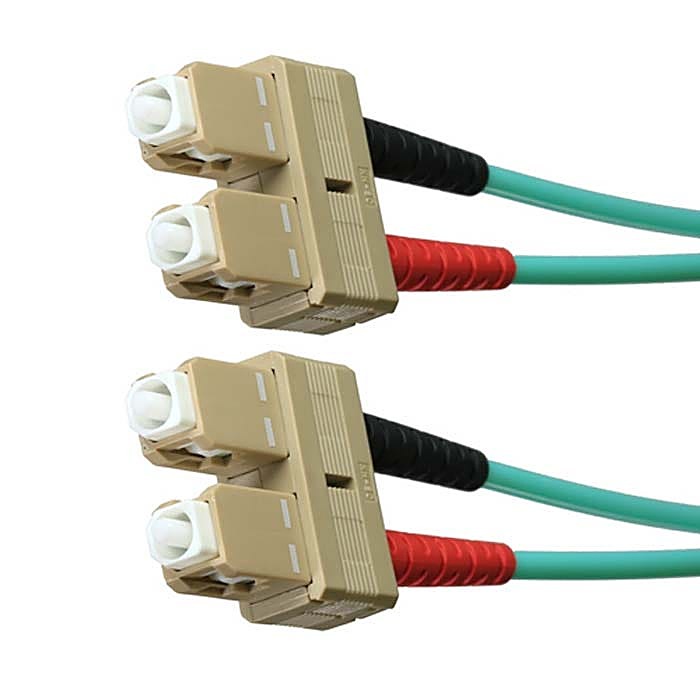 12 Pack of 10m OM3 SC-SC Duplex Fibre Patch Leads 50/125 Aqua