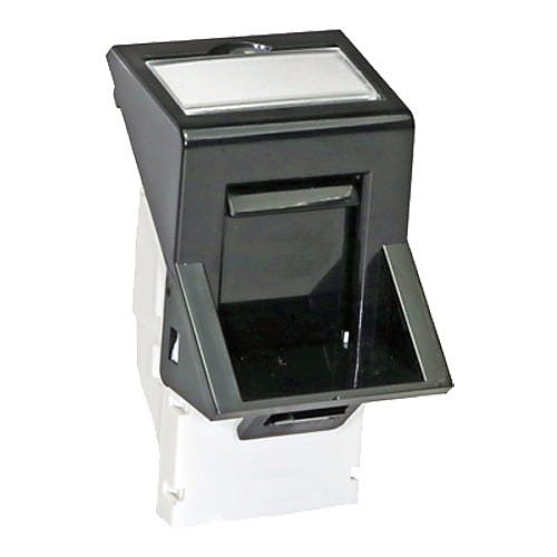 Keystone to LJ6C Adapter, Angled, Shuttered, Black, 50 Pack