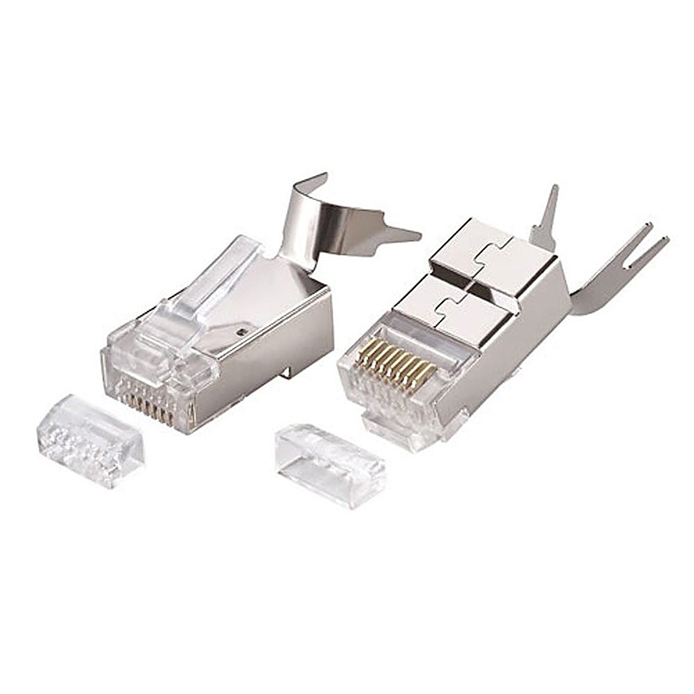 Shielded Cat6A RJ45 Plugs for 8mm Cable, Pack of 50